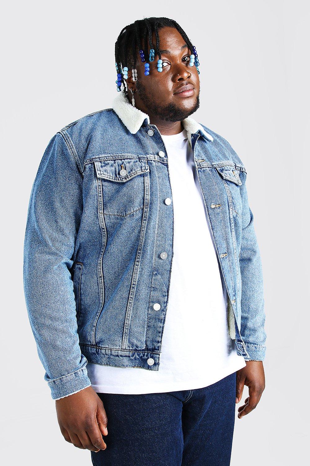 Mens big and tall blue hot sale jean jacket